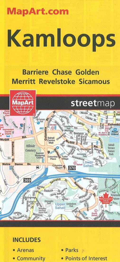 Kamloops, British Columbia : Street Map | MapArt carte pliée 