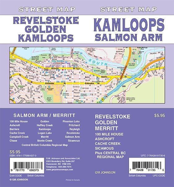 Kamloops et Salmon Arm - Carte routière de la Colombie-Britannique | GM Johnson plan de ville GM Johnson Default Title