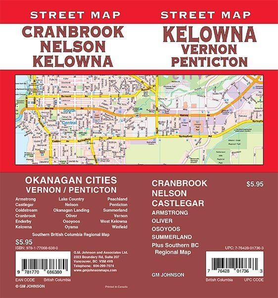 Carte routière des communautés de l'Okanagan | MapArt – Cartovia
