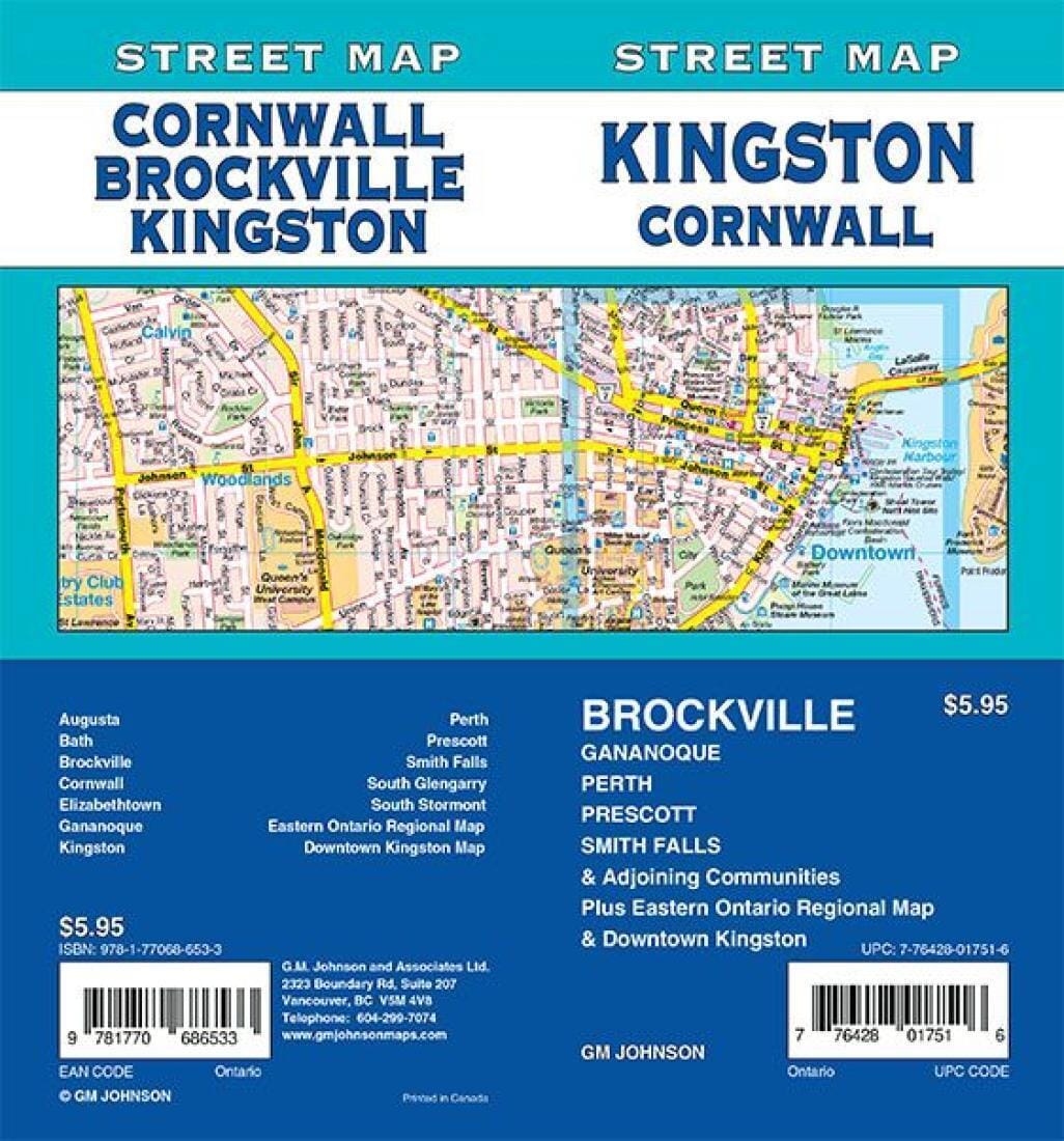 Kingston / Cornwall / Brockville / Smith Falls - Carte routière de l'Ontario | GM Johnson plan de ville GM Johnson Default Title
