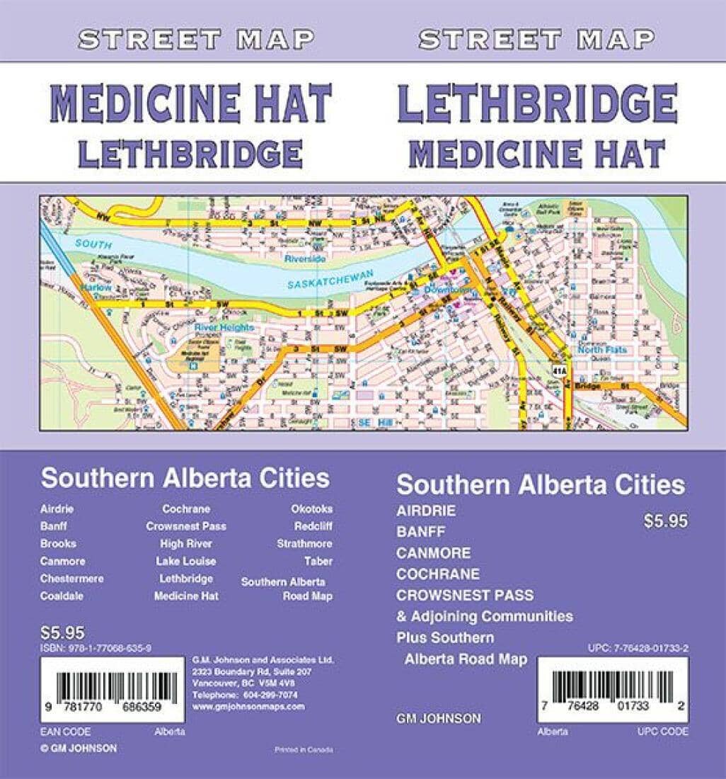Lethbridge/Medicine Hat/Banff/Canmore/Cochrane/Airdrie - Carte des rues de l'Alberta | GM Johnson plan de ville GM Johnson Default Title