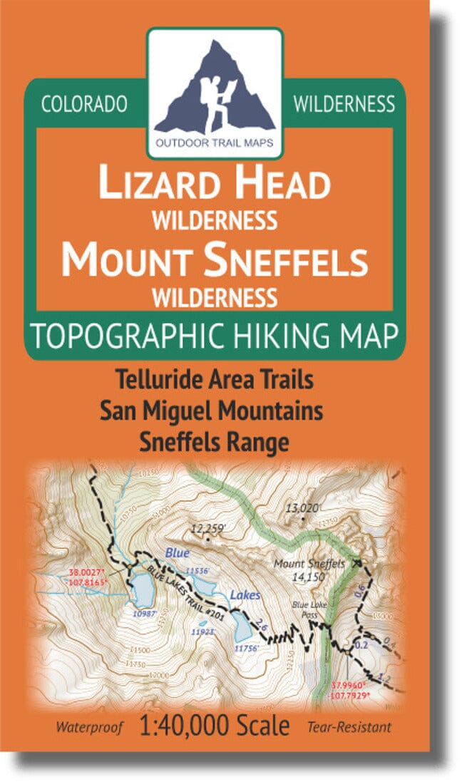 Lizard Head / Mount Sneffels Wilderness 1:40k | Outdoor Trail Maps LLC carte de randonnée Outdoor Trail Maps LLC