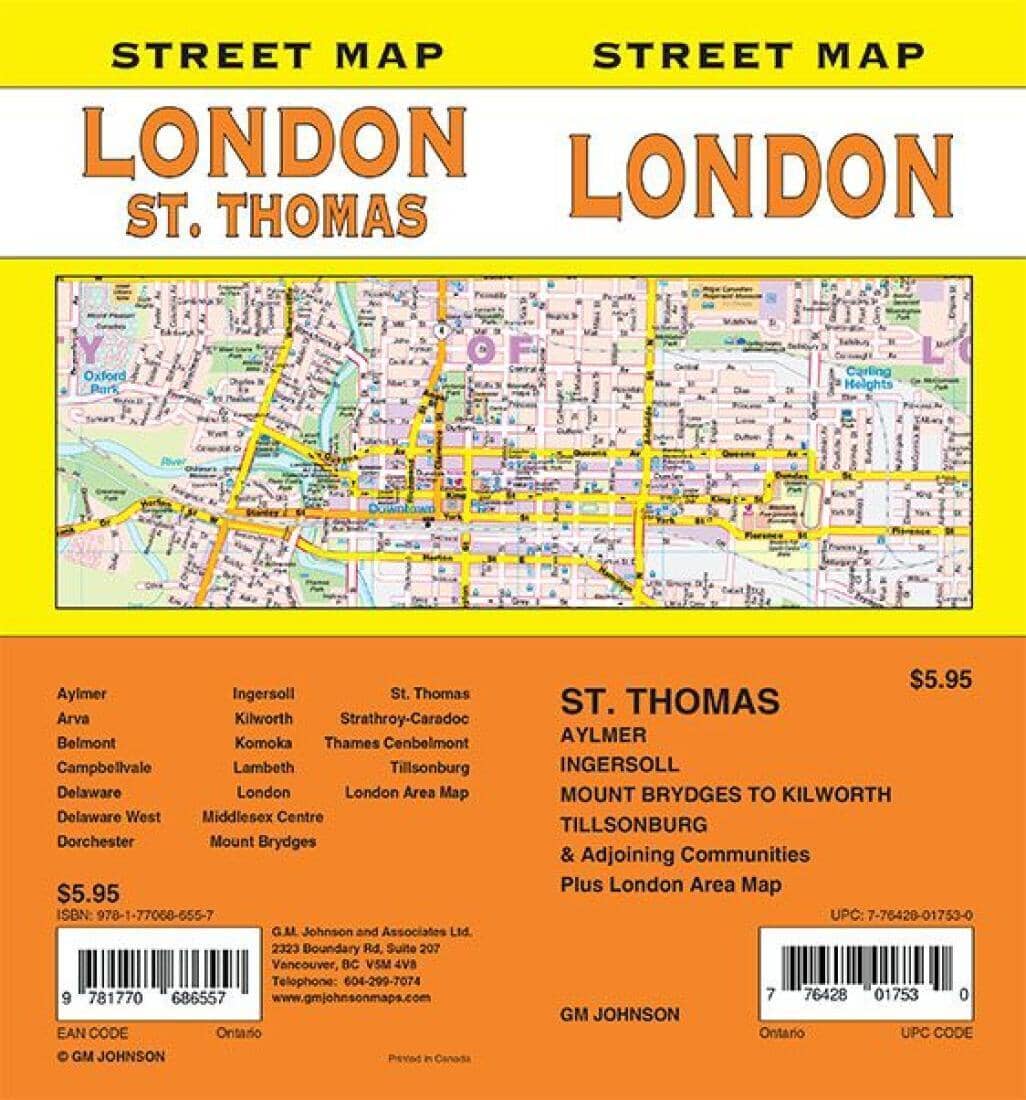 London / St. Thomas - Ontario Street Map | GM Johnson Road Map 