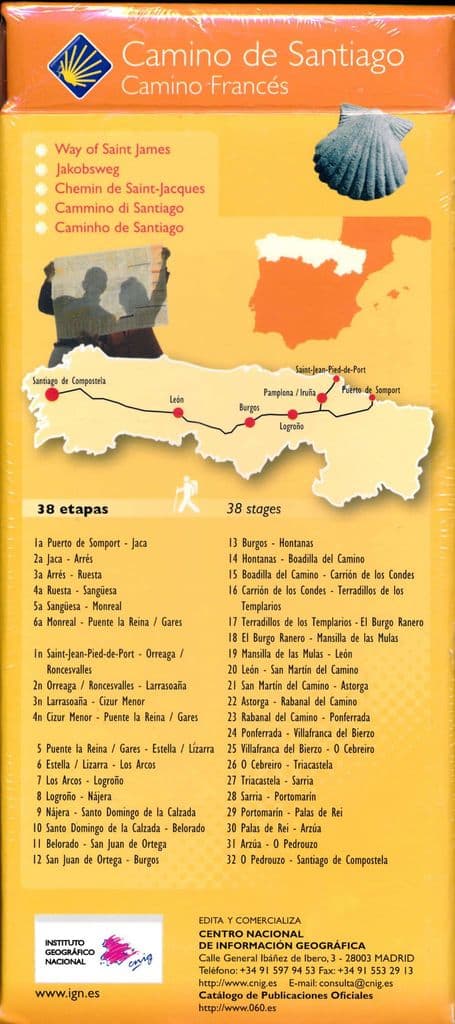 Lot de 10 Cartes topographiques - Chemin de St Jacques 38 étapes + vue d'ensemble | CNIG carte de randonnée CNIG