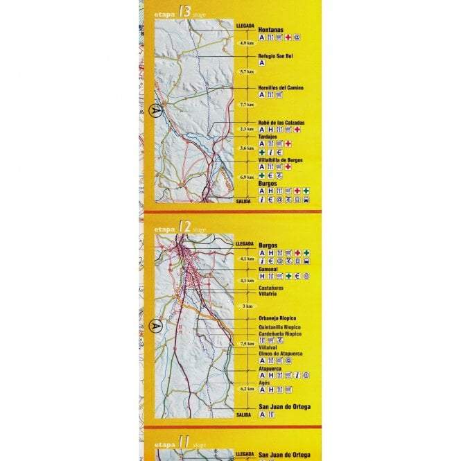 Lot de 10 Cartes topographiques - Chemin de St Jacques 38 étapes + vue d'ensemble | CNIG carte de randonnée CNIG