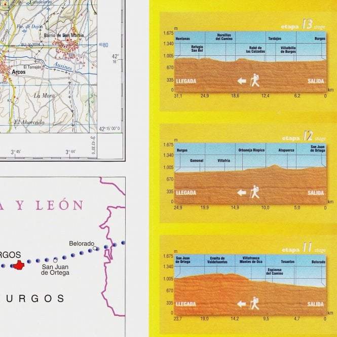 Lot de 10 Cartes topographiques - Chemin de St Jacques 38 étapes + vue d'ensemble | CNIG carte pliée CNIG 