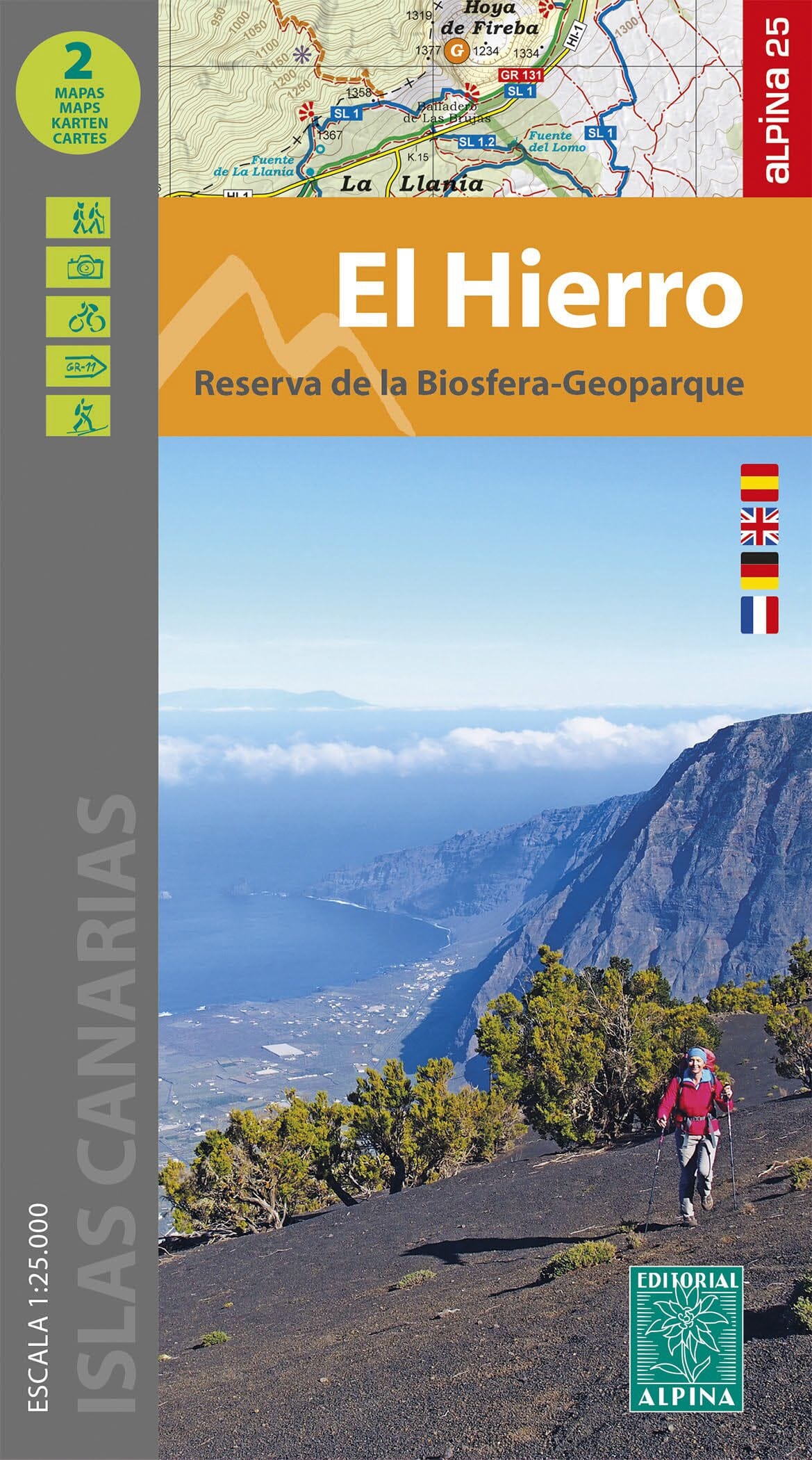 Lot de 2 cartes de randonnée - El Hierro, Reserva de la Biosfera-Geoparque | Alpina carte de randonnée Editorial Alpina