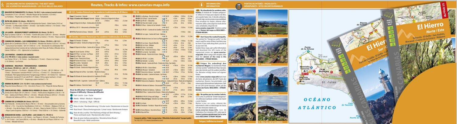 Lot de 2 cartes de randonnée - El Hierro, Reserva de la Biosfera-Geoparque | Alpina carte de randonnée Editorial Alpina