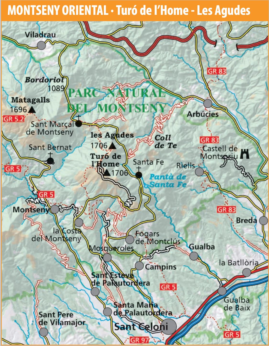 Lot de 2 cartes de randonnée - Parc naturel de Montseny (Catalogne) | Alpina carte de randonnée Editorial Alpina