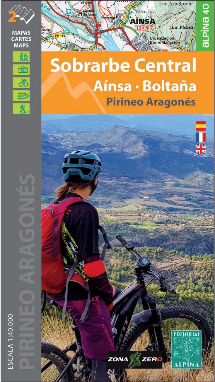 Lot de 2 cartes de randonnées & cyclistes - Sobrarbe Central, Aínsa, Boltaña (Pyrénées aragonaises) | Alpina carte de randonnée Editorial Alpina