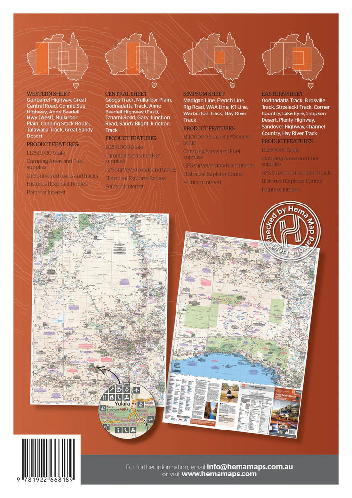 Lot de 4 cartes routières - Australia Great Desert Tracks | Hema Maps carte pliée Hema Maps 