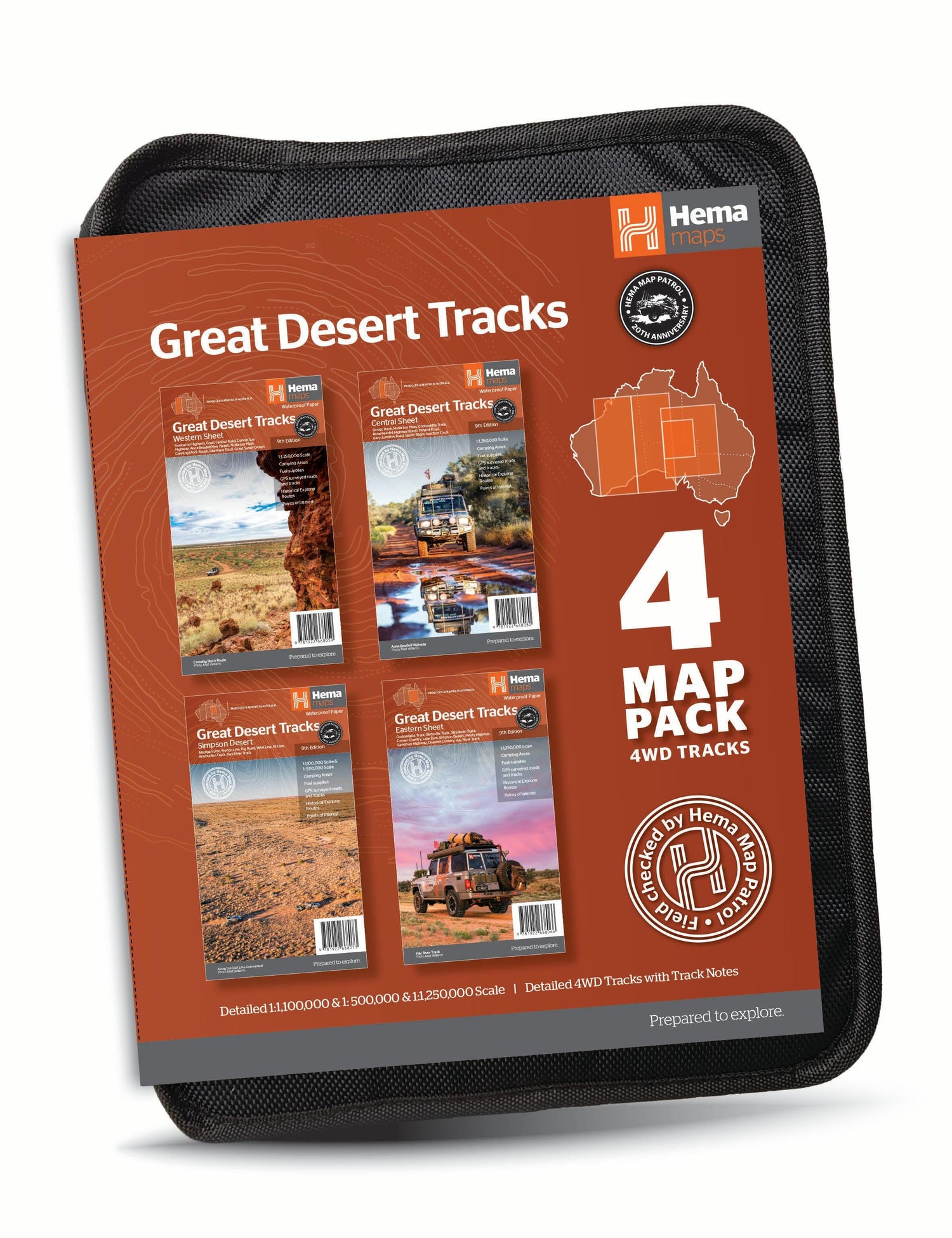 Lot de 4 cartes routières - Australia Great Desert Tracks | Hema Maps carte routière Hema Maps
