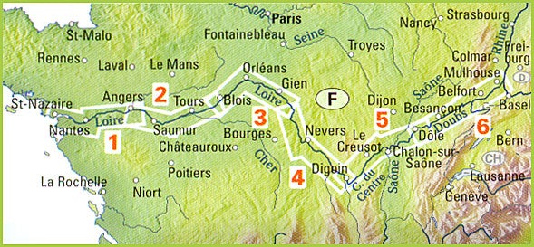 Lot de 6 cartes cyclistes - Eurovelo 6, Partie 1 : De l'Atlantique au Rhin | Huber carte pliée Huber 