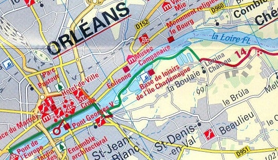 Lot de 6 cartes cyclistes - Eurovelo 6, Partie 1 : De l'Atlantique au Rhin | Huber carte cycliste Huber