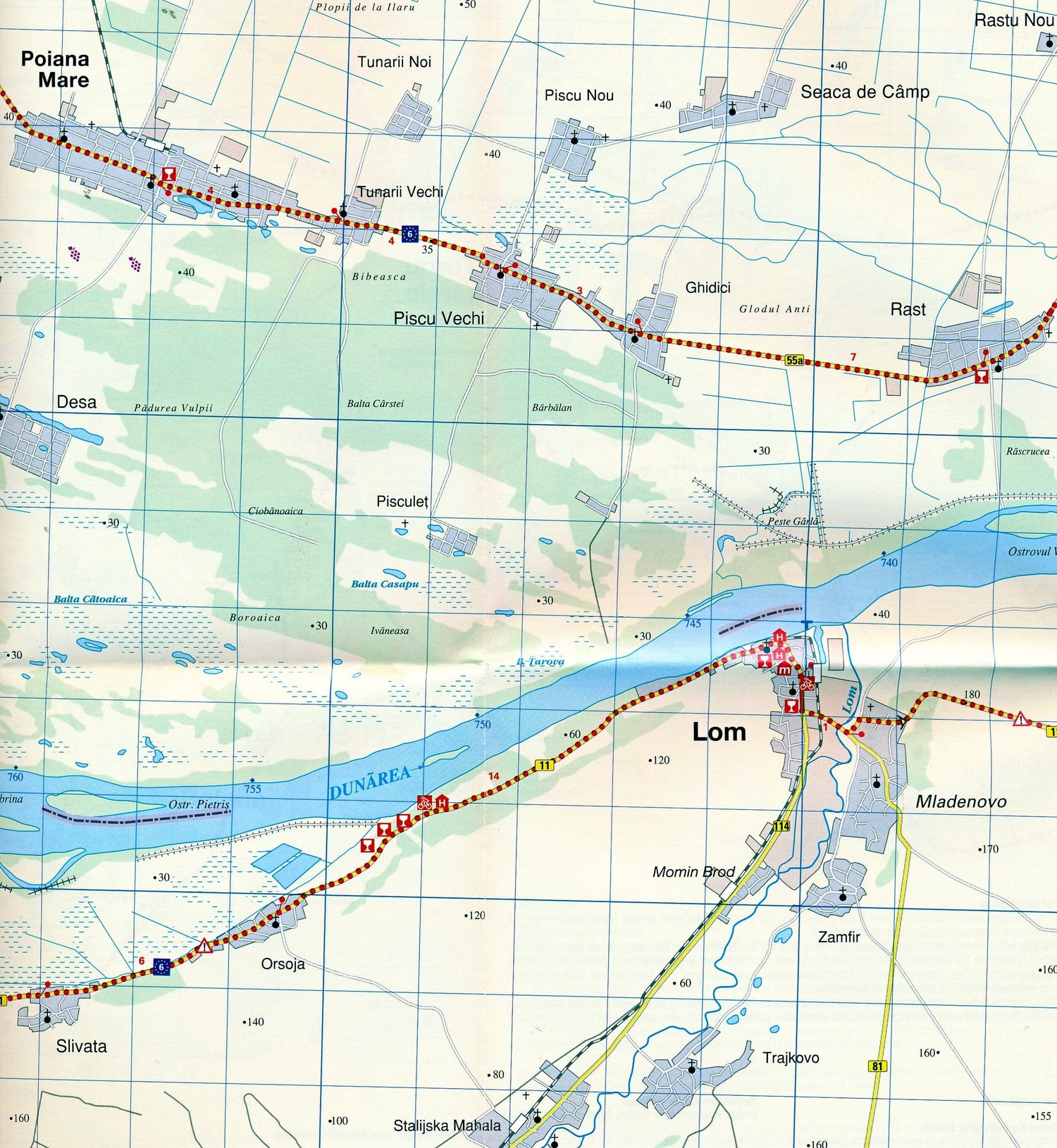 Lot de 8 cartes cyclistes - Eurovelo 6, Partie 3 : Danube, de Budapest à la Mer Noire | Huber carte cycliste Huber