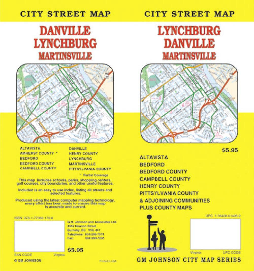 Lynchburg, Danville, Martinsville - plan des rues de la ville | GM Johnson plan de ville GM Johnson