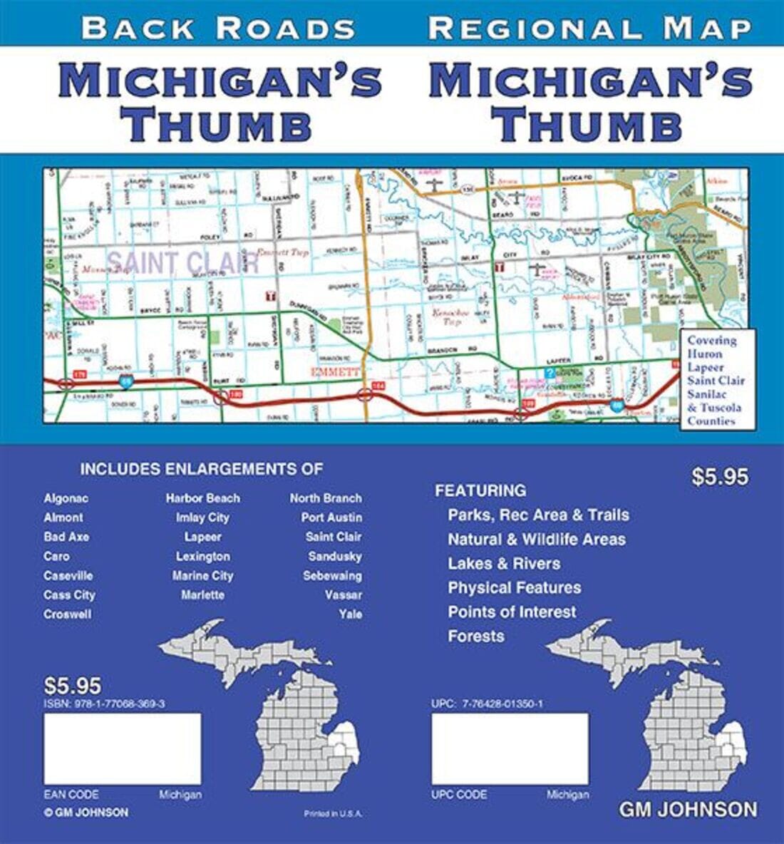 Michigan's Thumb : carte régionale | GM Johnson carte routière GM Johnson