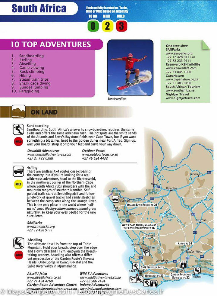 Mild to Wild : Adventures & Activities in Southern Africa (MapStudio) - en anglais | MapStudio - La Compagnie des Cartes