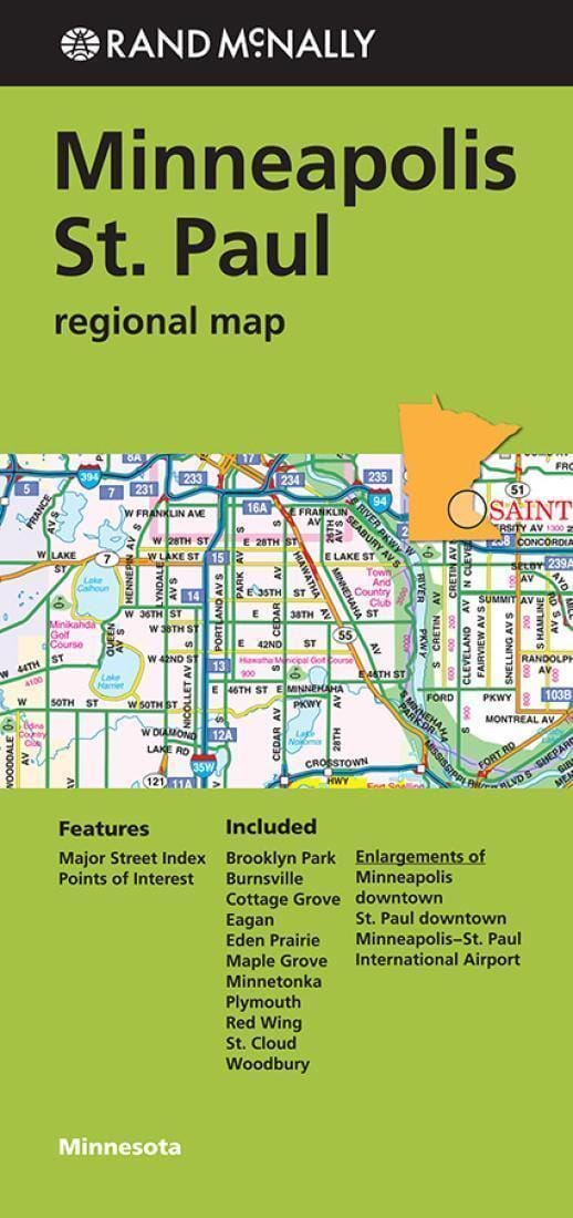 Minneapolis et St. Paul, Minnesota, Régionale | Rand McNally plan de ville Rand McNally