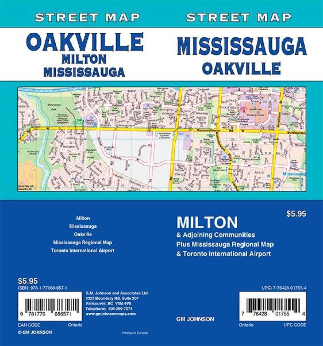 Mississauga / Oakville / Milton - Carte routière de l'Ontario | GM Johnson plan de ville GM Johnson Default Title