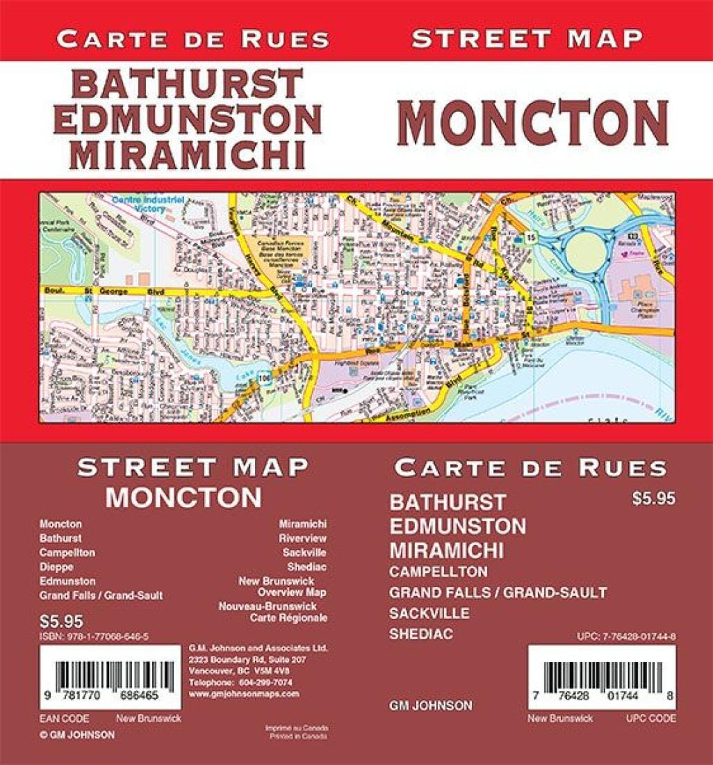Carte des rues - Moncton, Edmundston, Miramichi, Bathurst (Nouveau-Brunswick) | GM Johnson plan de ville GM Johnson Default Title