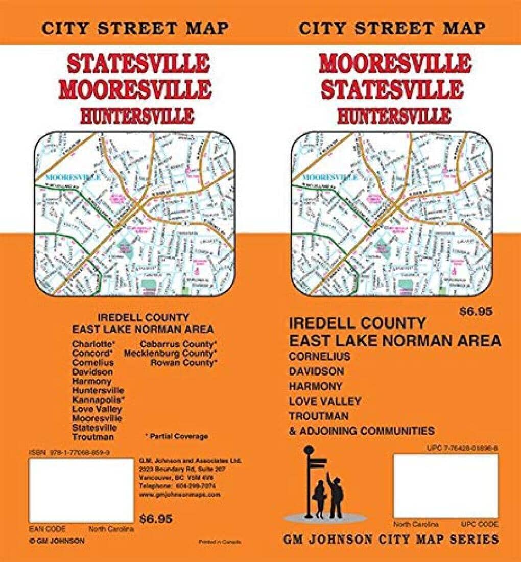 Mooresville, Statesville, Huntersville : comté d'Iredell, Caroline du Nord | GM Johnson plan de ville GM Johnson Default Title