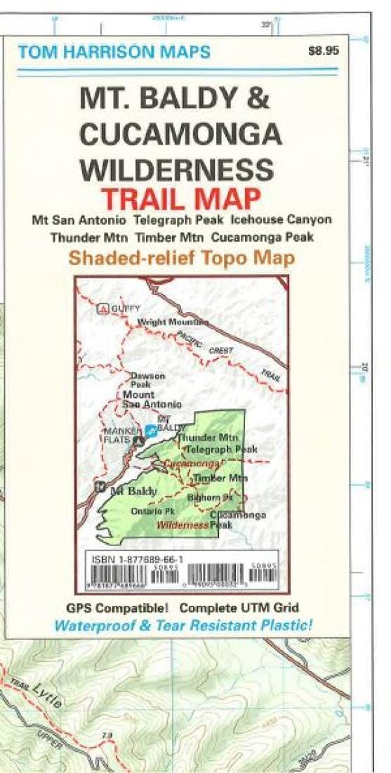 Mount Baldy et Cucamonga Wilderness, Californie | Tom Harrison Maps carte de randonnée Tom Harrison Maps