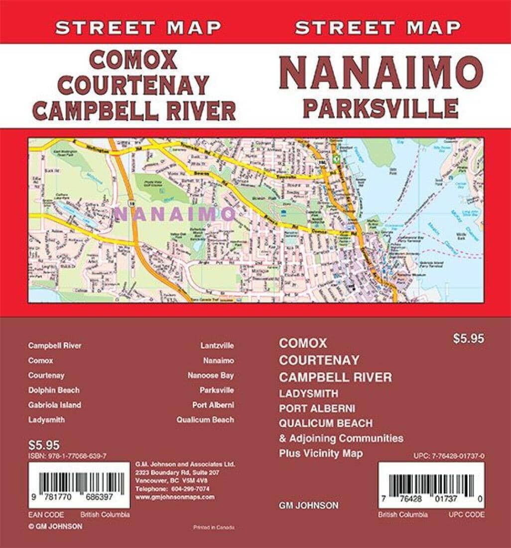 Nanaimo / Parksville / Comox / Courtenay / Campbell River - Carte des rues de la Colombie-Britannique | GM Johnson plan de ville GM Johnson Default Title
