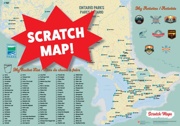 Ontario provincial parks - Scratch map | MapArt carte murale roulée (en tube) Canadian Cartographics Corporation