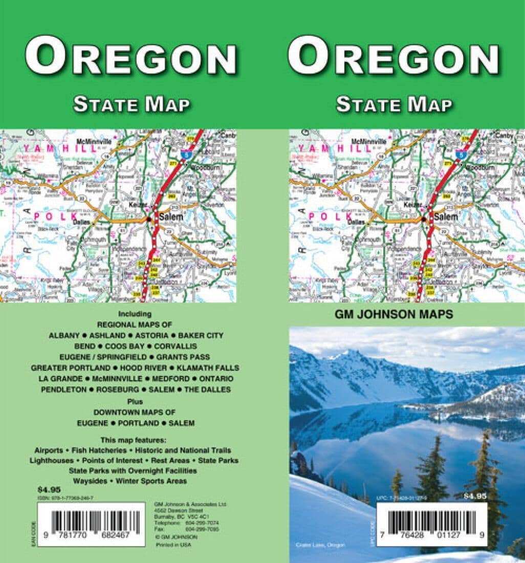Oregon : carte de l'état | GM Johnson carte routière GM Johnson Default Title