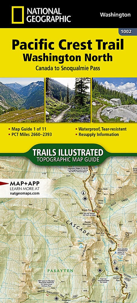 Carte de randonnée n° 1002 - Pacific Crest Trail : du Canada à Snoqualmie (Washington) | National Geographic carte de randonnée National Geographic