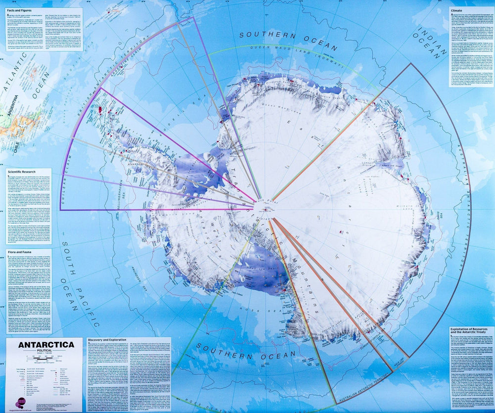 Carte murale – Antarctique (en anglais) – 120 x 100 cm | Maps International - La Compagnie des Cartes