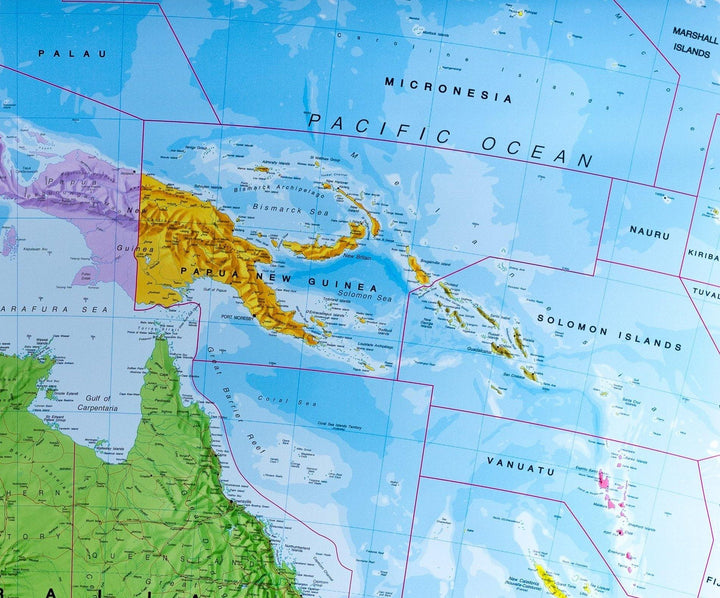 Carte murale plastifiée – Australasie politique (en anglais) – 120 x 100 cm | Maps International - La Compagnie des Cartes