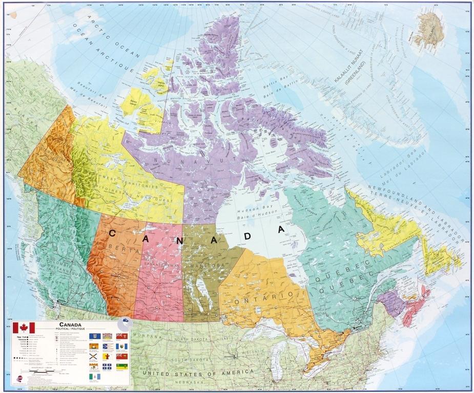 Panneau épinglable (en anglais) - Canada politique - 120 x 100 cm | Maps International panneau épinglable Maps International 