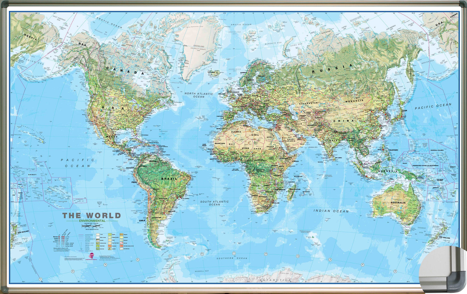 Panneau magnétique (en anglais) - Monde environnemental - 136 x 86 cm | Maps International panneau magnétique Maps International 