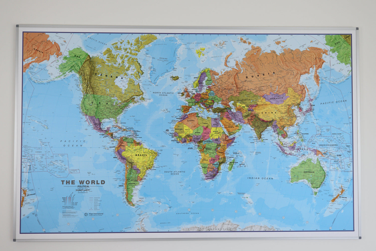 Panneau magnétique (en anglais) - Monde politique - 197 x 117 cm | Maps International panneau magnétique Maps International 