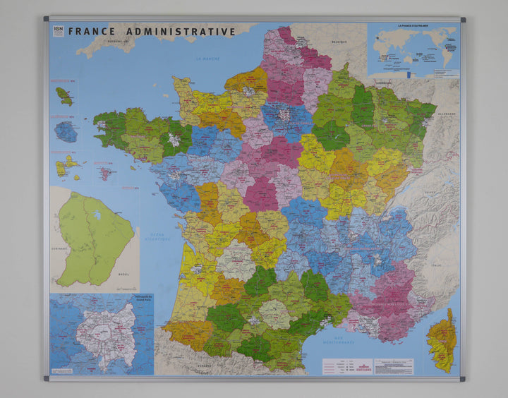 Panneau magnétique - France administrative - 115 x 100 cm | IGN panneau magnétique IGN