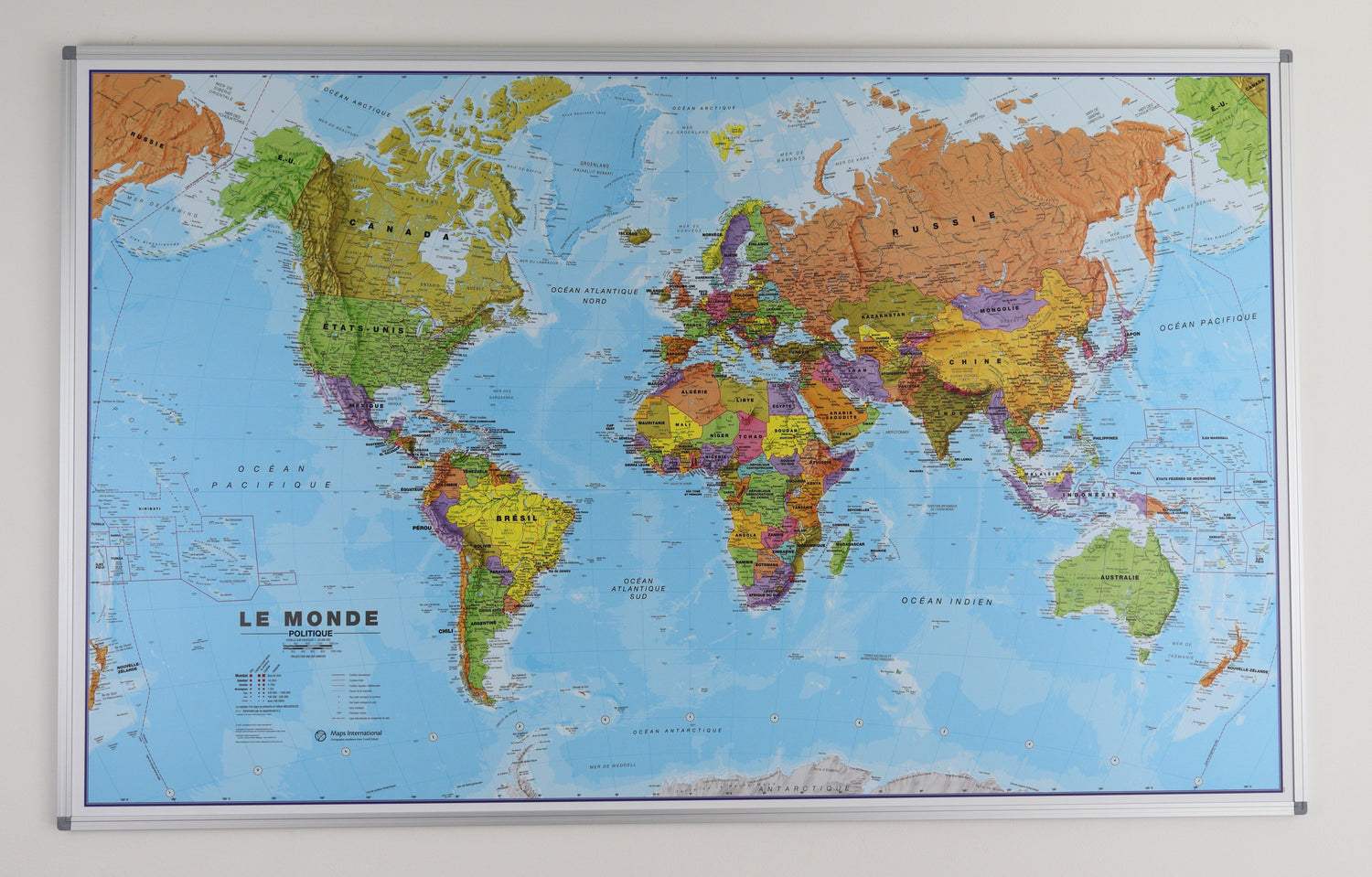 Panneau magnétique - Monde politique - 136 x 100 cm | Maps International panneau magnétique Maps International 