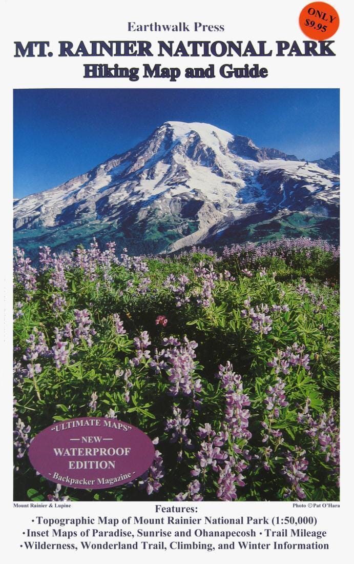 Parc national du Mont Rainier, Washington, imperméable | Earthwalk Press carte de randonnée Earthwalk Press