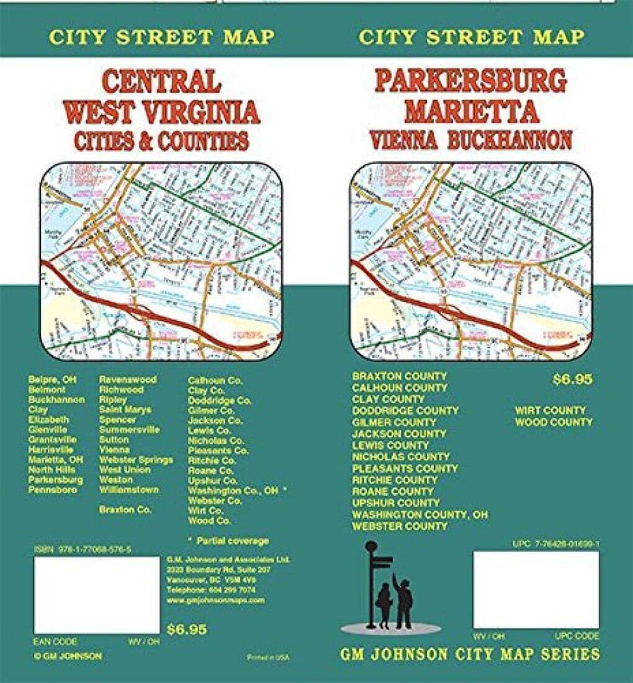 Parkersburg, Marietta, Vienna And Buckhannon, West Virginia | GM Johnson Road Map 