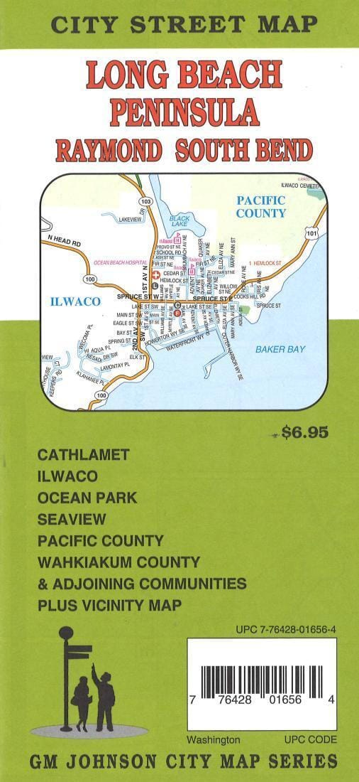 Long Beach Peninsula - Raymond and South Bend - Washington | GM Johnson Road Map 