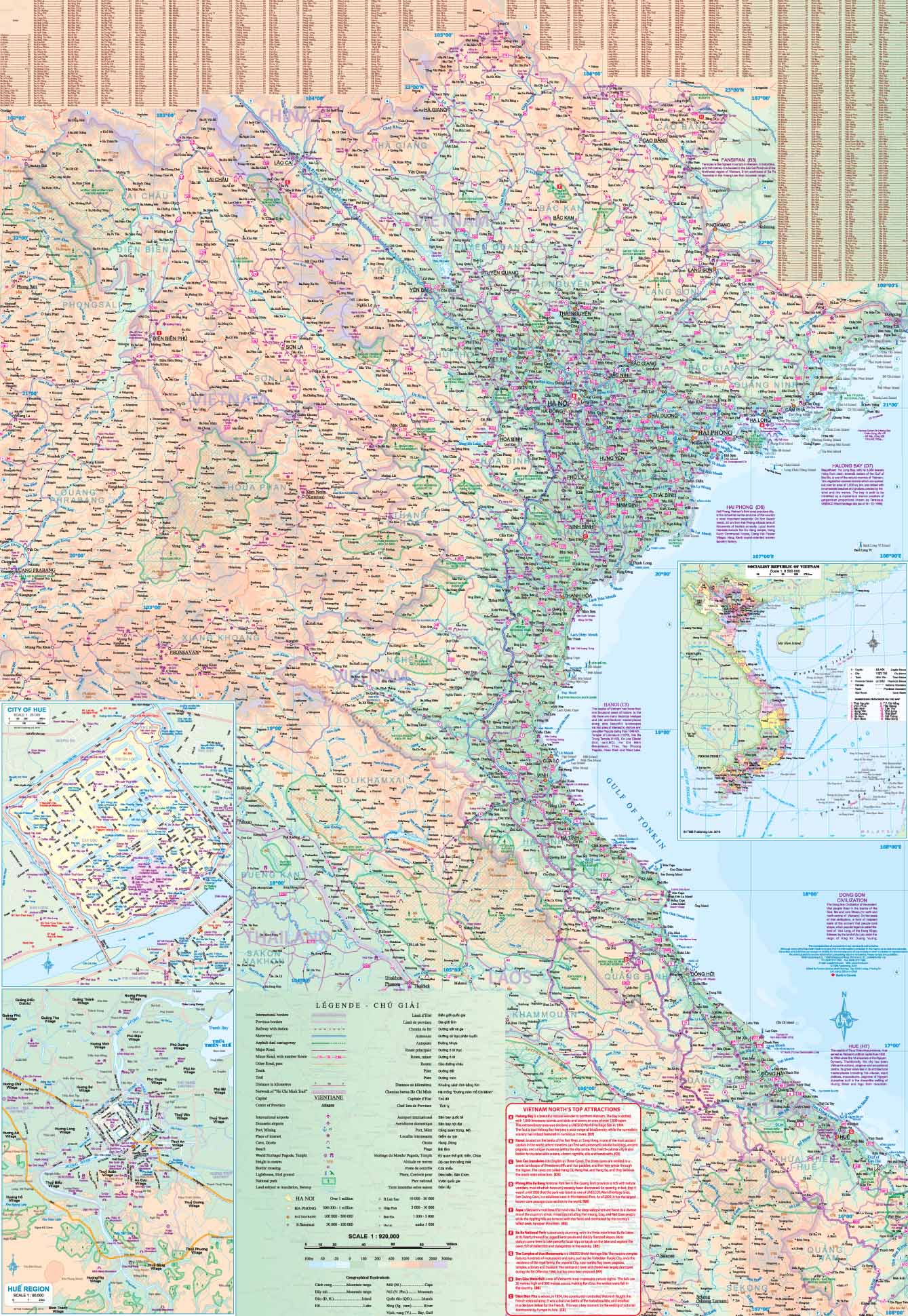 Plan de Hanoï & Carte de voyage du nord du Vietnam | ITM carte routière ITM