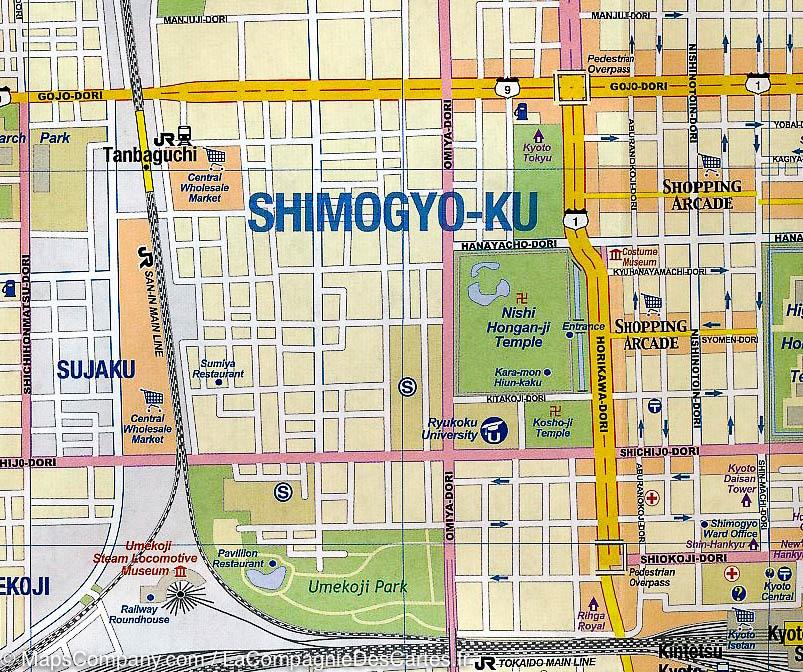 Plan de Kyoto & Carte de l'ouest du Japon | ITM carte pliée ITM 