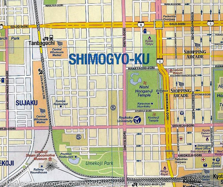 Plan de Kyoto & Carte de l'ouest du Japon | ITM carte pliée ITM 