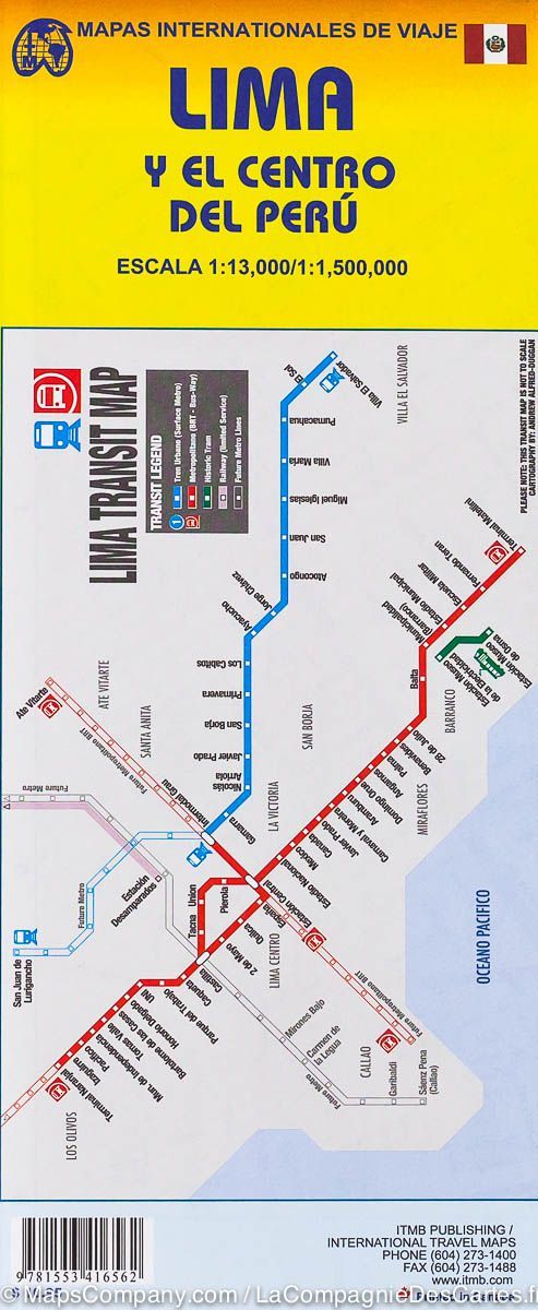 Plan de Lima & Carte du centre du Pérou | ITM carte pliée ITM 