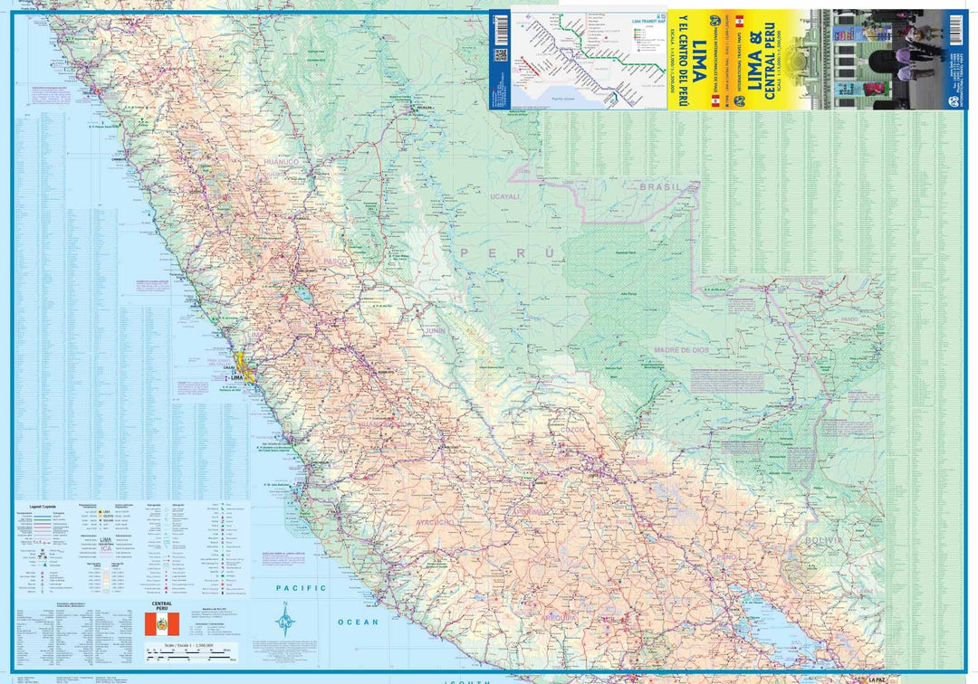 Plan de Lima & Carte du centre du Pérou | ITM carte pliée ITM 