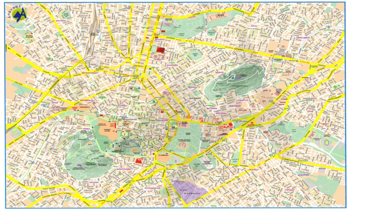 Plan de ville - Athènes & Attique | Anavasi plan de ville Anavasi