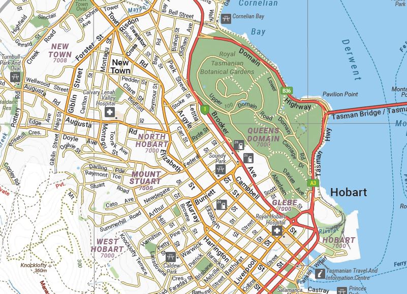 Plan de ville - Hobart et environs (Tasmanie) | Hema Maps plan de ville Hema Maps