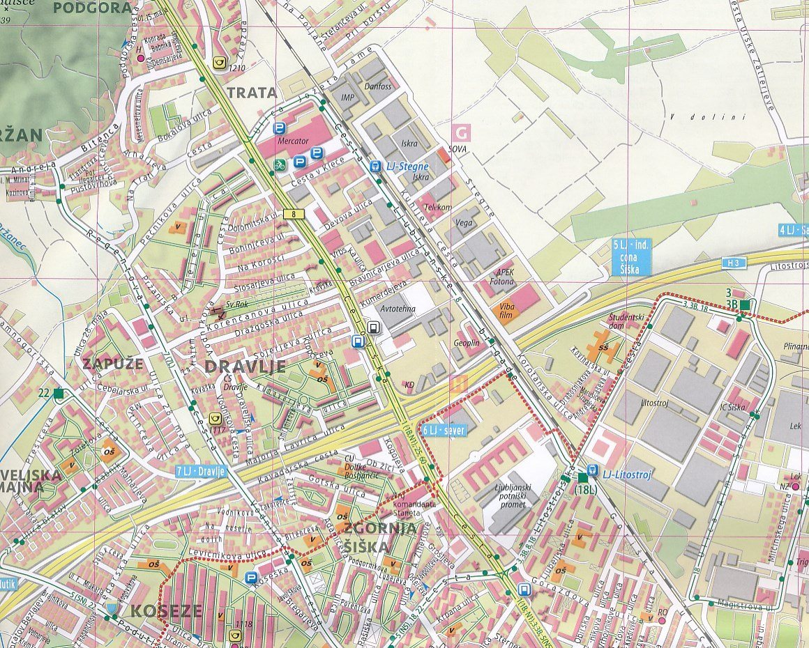 Plan de ville - Ljubljana (Slovénie) | Kartografija plan de ville Kartografija