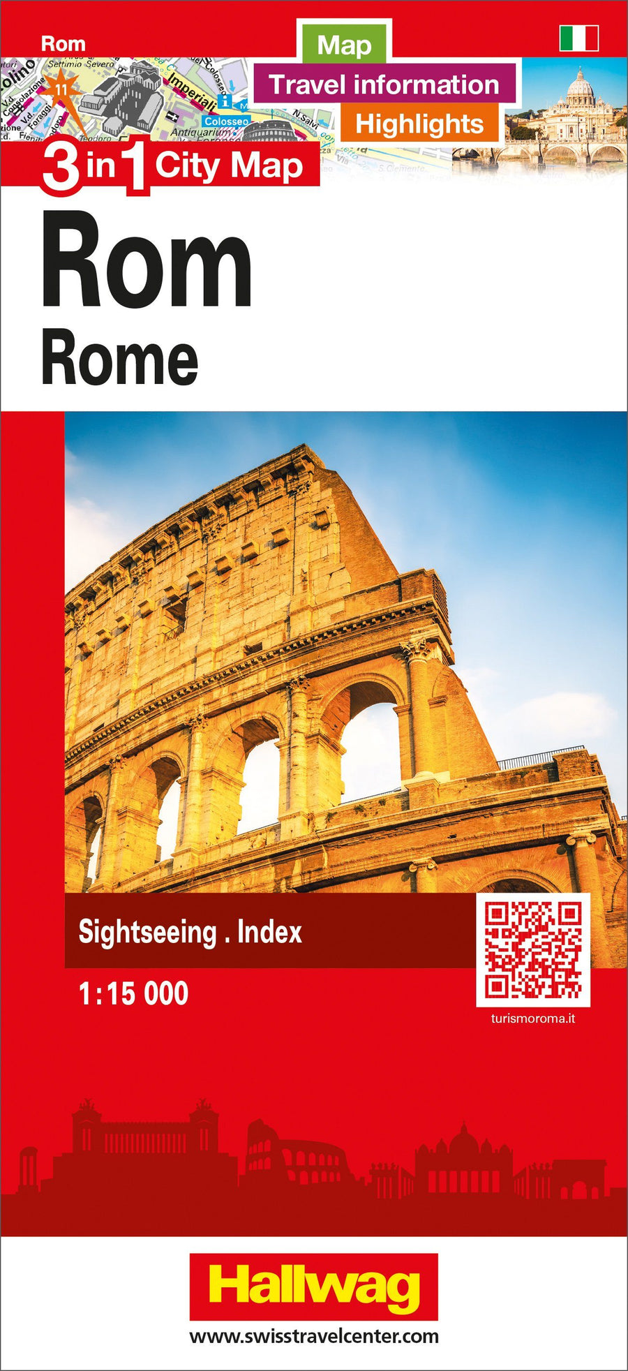 Plan de ville - Rome | Hallwag - 3 in 1 City maps carte pliée Hallwag 